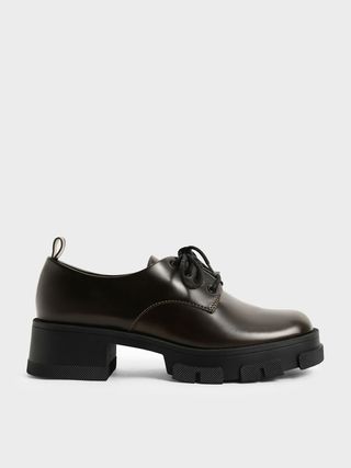 Charles & Keith + Military Green Lace-Up Chunky Oxfords