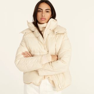 J.Crew + Flurry Puffer Jacket With PrimaLoft in Dusty Ivory