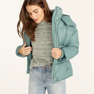 J.Crew + Flurry Puffer Jacket With PrimaLoft in Antique Mineral