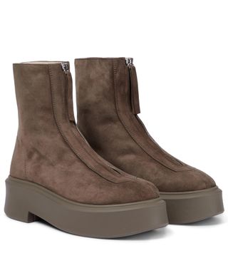 The Row + Suede Platform Ankle Boots