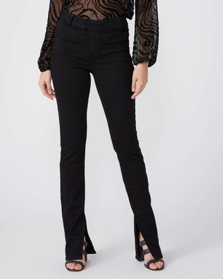 Paige + Constance Skinny With Welt Pockets in Black Shadow