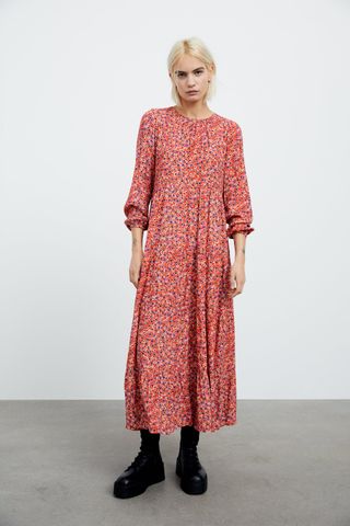 Zara + Floral Midi Dress