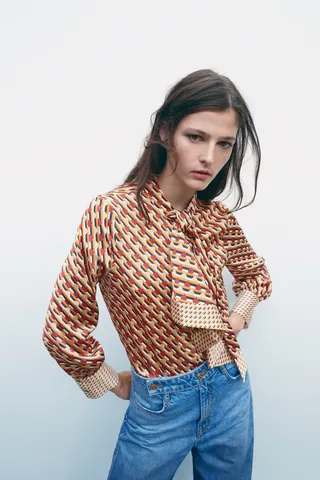 Zara + Geometric Print Shirt