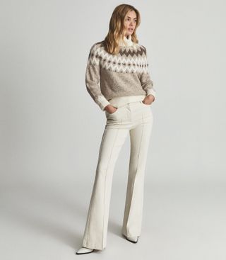 Reiss + Amy Grey Fair Isle Roll-Neck Jumper