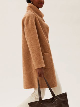 M&S Collection + Faux Shearling Reversible Longline Coat