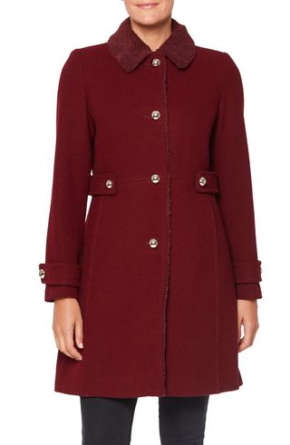 Kate Spade + Wool Blend Jacket With Faux Shearling Trim