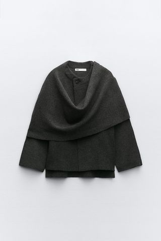 Zara + Crop Knit Coat with Scarf