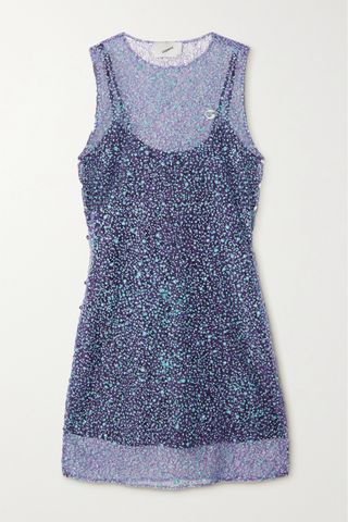 Coperni + Button-Embellished Glittered Lace Mini Dress