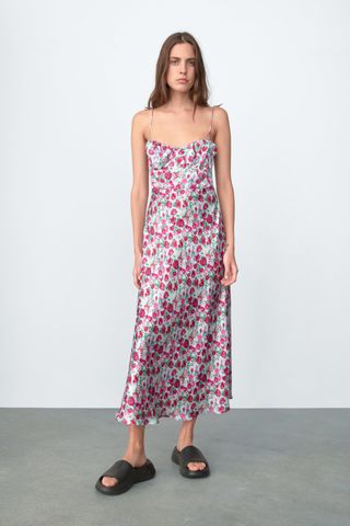 Zara + Floral Print Slip Dress