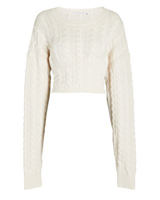 Christopher Esber + Bra-Detail Cable Wool-Cashmere Sweater