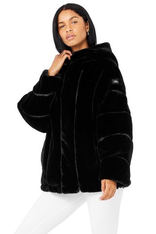 Alo Yoga + Knock Out Faux Fur Jacket in Black