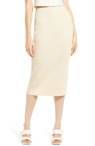 Open Edit + Sparkle Ribbed Sweater Skirt