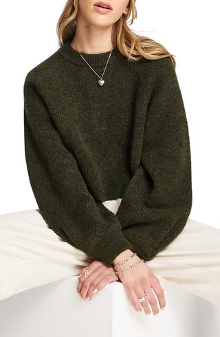 Topshop + Knit Crop Raglan Sleeve Sweater