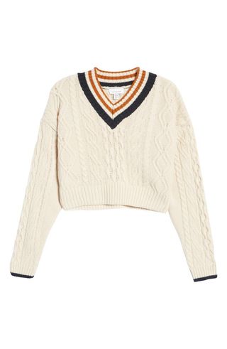 Topshop + Women's Varsity Cable Sweater
