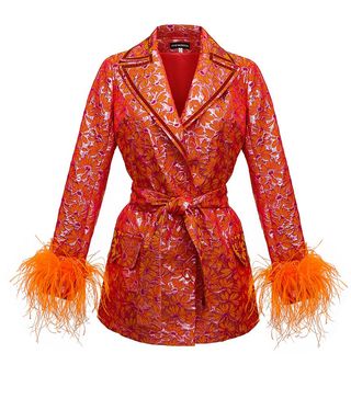 Andreeva + Red Jacqueline Jacket With Detachable Feather Cuffs