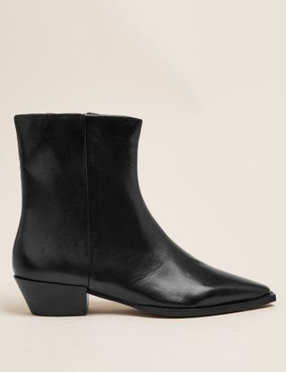 Marks and Spencer + Leather Western Chisel Toe Ankle Boots