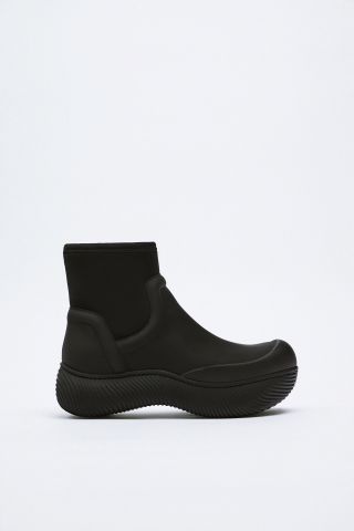 Zara + Contrast Rubberised Ankle Boots
