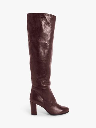 John Lewis & Partners + Erica Davies + Valeria Leather Slouched Heel Knee Boots