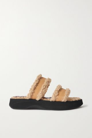 Staud + Siesta Faux Shearling-Lined Vegan Leather Sandals