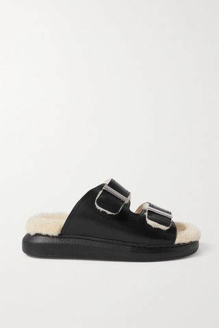 Alexander McQueen + Shearling-Lined Leather Sandals