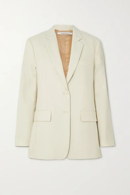 LEEZ Women Merino Wool Blazer - Khaki