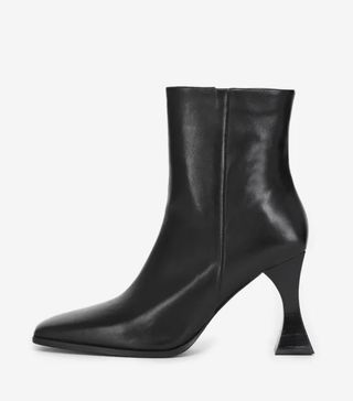 The Kooples + Heeled Black Ankle Boots in Smooth Leather