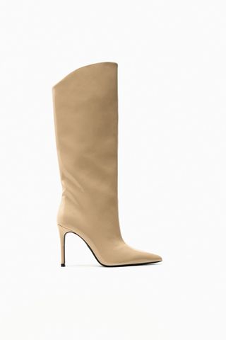 Zara + Knee-High Heeled Boots