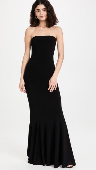Norma Kamali + Strapless Fishtail Gown