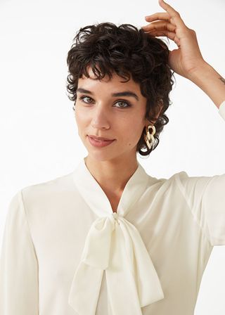 & Other Storie + Tie Bow Silk Blouse
