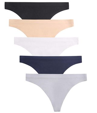 Voenxe + No Show Thong Underwear Women 5-10 Pack