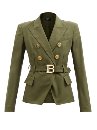 Balmain + Belted Denim Suit Jacket