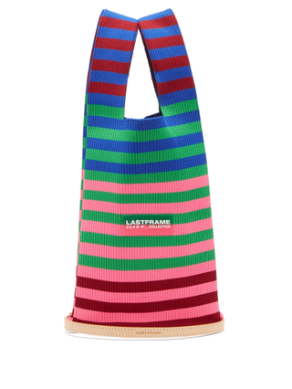 LastFrame + Striped ribbed-knit tote bag