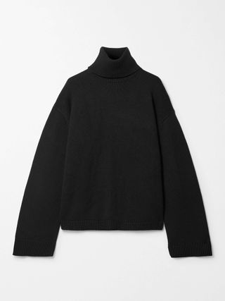 The Frankie Shop + Rhea Trapeze Wool and Cotton-Blend Turtleneck Sweater in Black