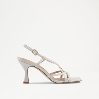 Russell & Bromley + Prosecco Strappy Kitten Heel Sandal in Silver