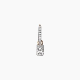 Otiumberg + Tiny Diamond Initial Earring Charm & Diamond Mini Oval Hoop
