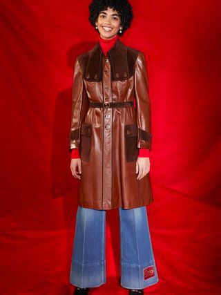 Gucci + Vintage leather and suede coat, 1970s