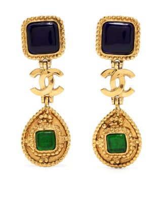 Chanel + Pre-Owned 1996 Stone-Embellished CC Dangle Earrings
