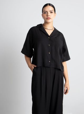 Who What Wear Collection + Nyia Cropped Button-Down Shirt