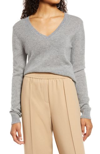 Nordstrom + Cashmere Essential V-Neck Sweater