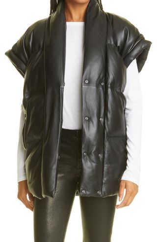Frame + Sleeveless Leather Puffer Vest