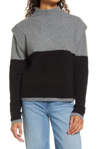 Halogen + Colorblock Mock Neck Sweater