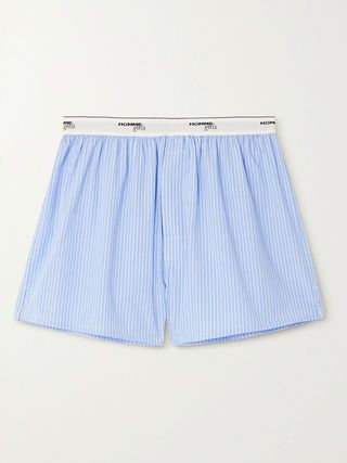 HommeGirls + Pinstriped Cotton-Poplin Shorts