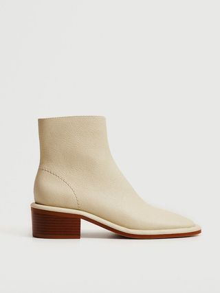 Mango + Zipped Leather Ankle Boots