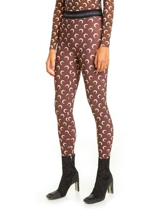 Marine Serre + Crescent Print Jersey Leggings