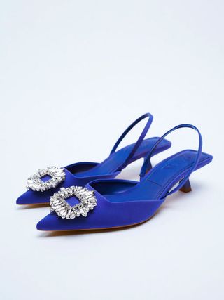Zara + Shimmery Slingback Heels
