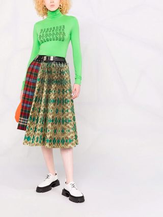 Chopova Lowena + Mix Print Pleated Skirt