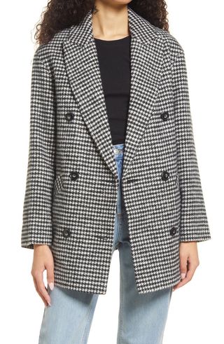 Topshop + Stetson Houndstooth Check Coat