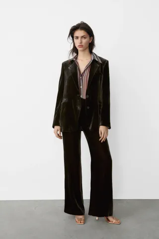 Zara + Silk Blend Velvet Blazer Limited Edition