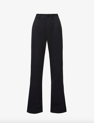 Paige + Leenah Pleated High-Rise Cotton-Twill Trousers