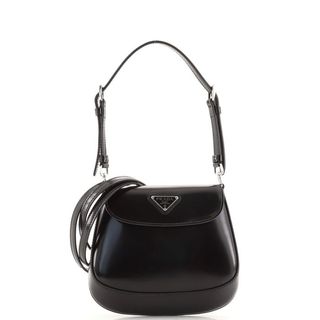 Prada + Cleo Flap Shoulder Bag Spazzolato Leather Mini